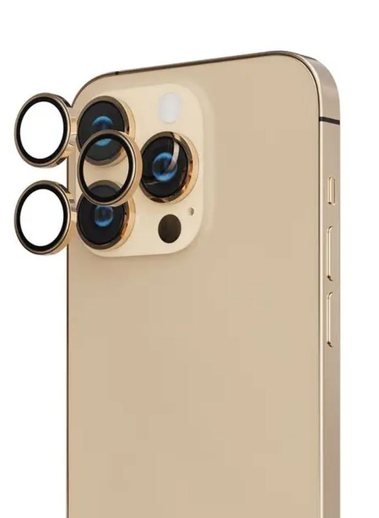 iPhone 13 Pro and Pro Max Camera Lens Protector Ultra Pure 360° Aluminum Lens Shield / Shatter Protection / Anti Fingerprint / Anti Scratch / HD Clarity Lens Protection - Gold