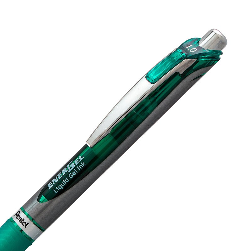 Pentel EnerGel RTX Retractable Liquid Gel Pen, (1.0mm), Bold Line, Metal Tip, Green Ink, Pack of 2 (BL80BP2D) - Image 2