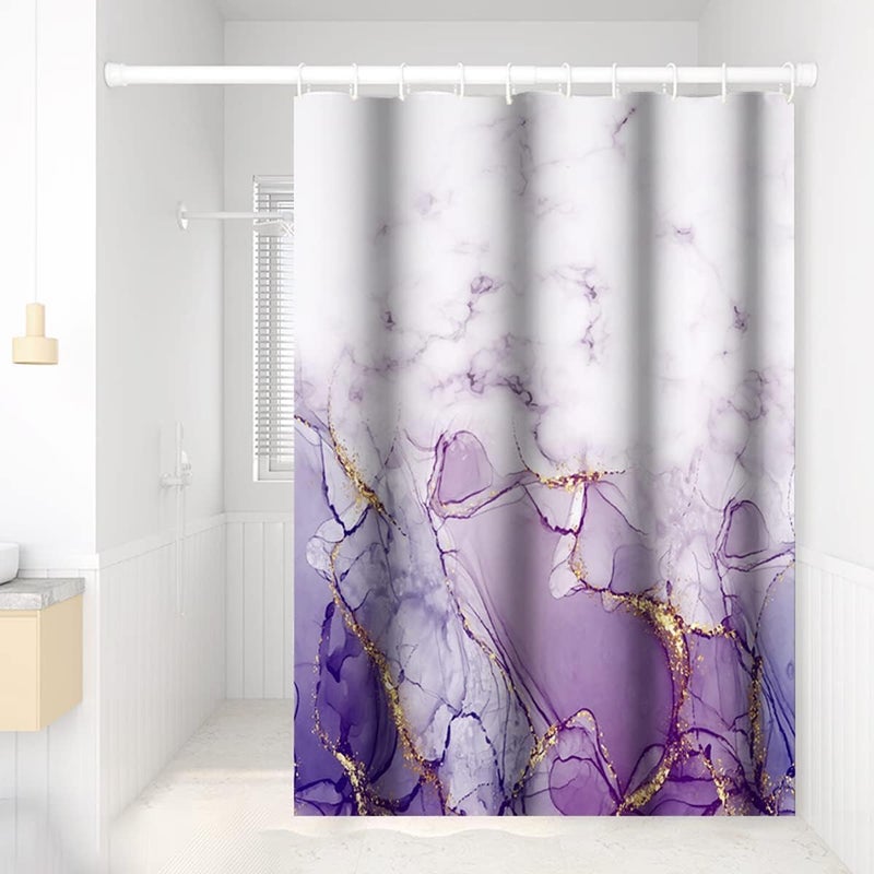 Uiiooazy Purple Shower Curtain Abstract Marble Shower Curtain for Bathroom Waterproof Fabric Shower Curtain Set with Hooks 60x72 inches