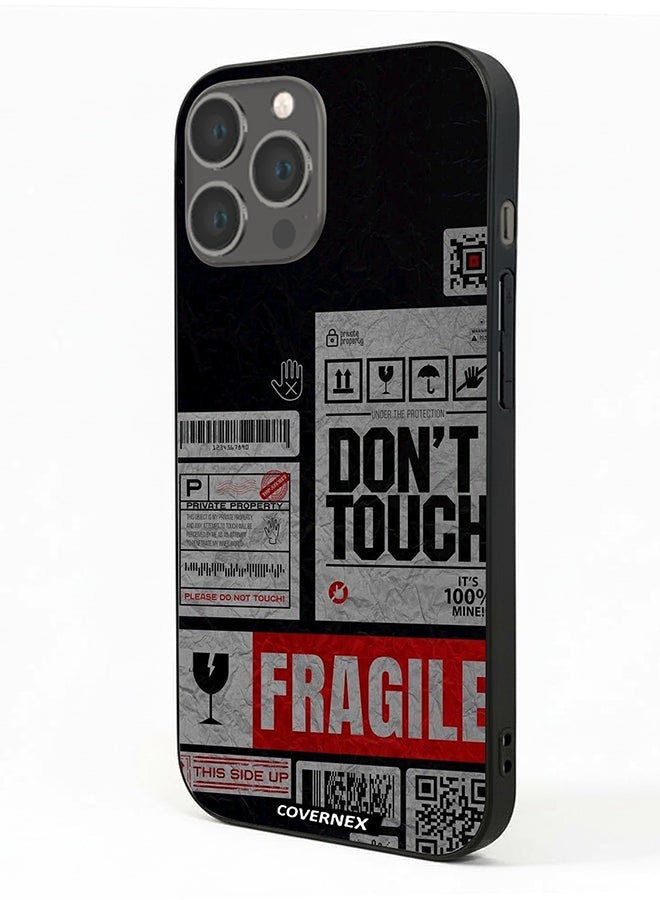 Covernex غطاء حماية لجهاز آبل آيفون 13 برو ماكس مطبوع مع ملصق تحذير هش - Image 1