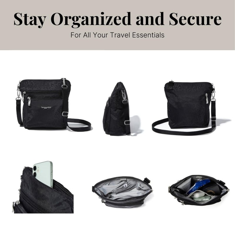 Baggallini Women's Modern Pocket Crossbody, Black Cheetah Emboss - Image 5