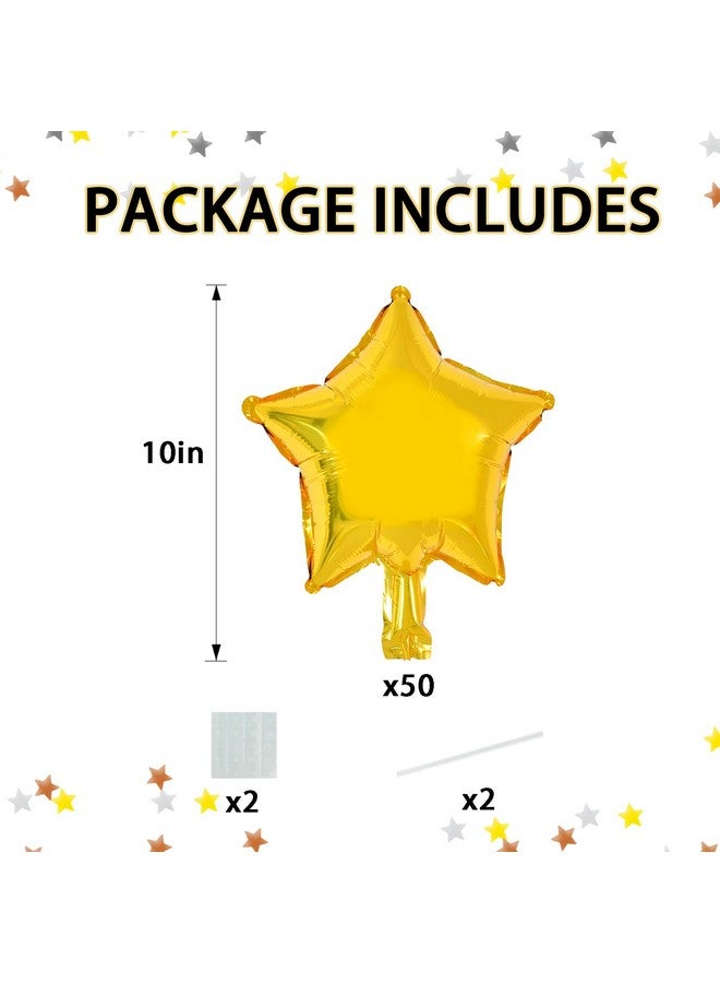 TONIFUL Gold Foil Star Balloons 50Pcs 10 Inch Gold Star Shape Balloons Star Helium Mylar Balloons for Birthday Wedding Baby Shower Anniversary Engagement Party Decorations Supplies - Image 2