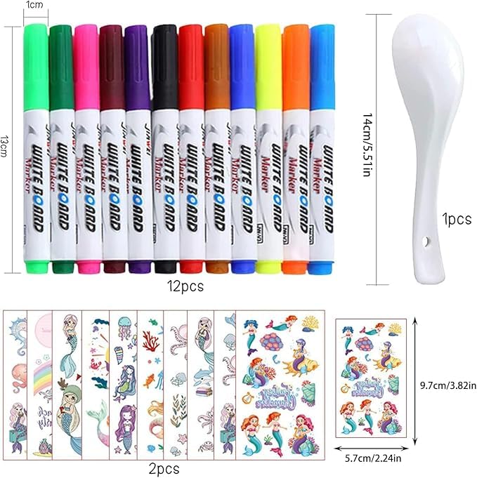 Deziine.Fx® Set of 12PCS include 11 colors Non Toxic Whiteboard Markers Dry Easy Erase Whiteboard Marker With 1pc Spoon - Image 2