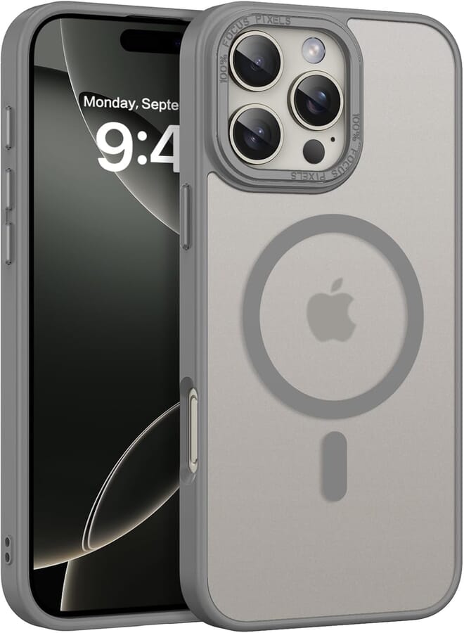 BENTOBEN Compatible with iPhone 16 Pro Max Case - Matte Magnetic Slim Thin Shockproof Women Men Case for 16 Pro Max 6.9", Natural Titanium Silver Grey