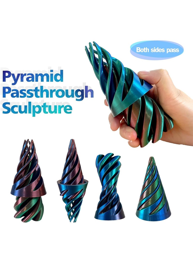 Impossible Cone,Spiral Cone Fidget Toy,Impossible Pyramid Passthrough Toy,3D Printed Spiral Cone,Impossible Cones passthrough Impossible Pyramid for Anxiety Relaxing(Gradient Color 2 pcs) - Image 3