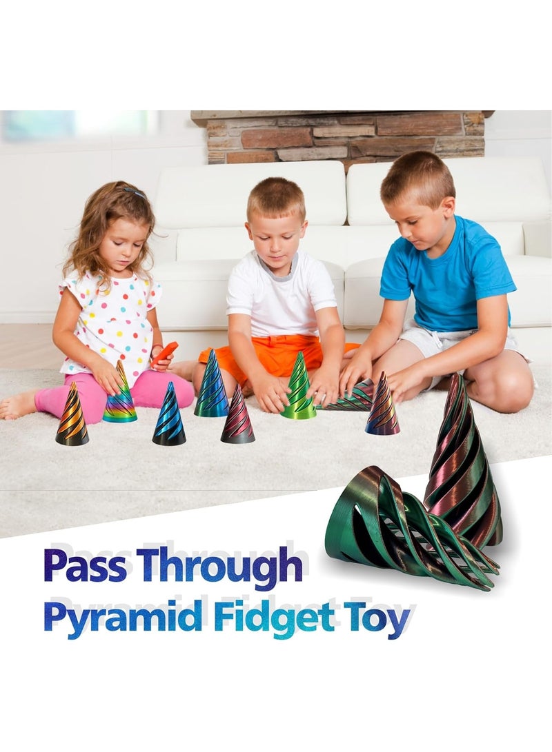 Impossible Cone,Spiral Cone Fidget Toy,Impossible Pyramid Passthrough Toy,3D Printed Spiral Cone,Impossible Cones passthrough Impossible Pyramid for Anxiety Relaxing(Gradient Color 2 pcs) - Image 4