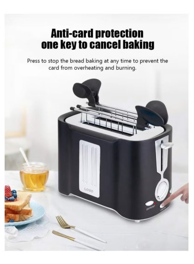800W Minimalist Toaster,Modern Stylish Toaster,Compact Breakfast Machine, Auto-Shutoff, 2 Extra Wide Slots Mini Toaster,Black  - Image 1