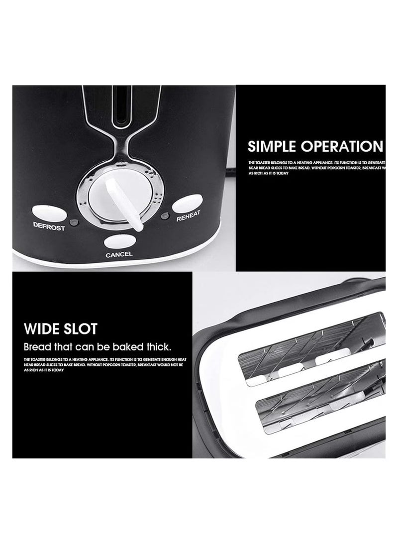 800W Minimalist Toaster,Modern Stylish Toaster,Compact Breakfast Machine, Auto-Shutoff, 2 Extra Wide Slots Mini Toaster,Black  - Image 5