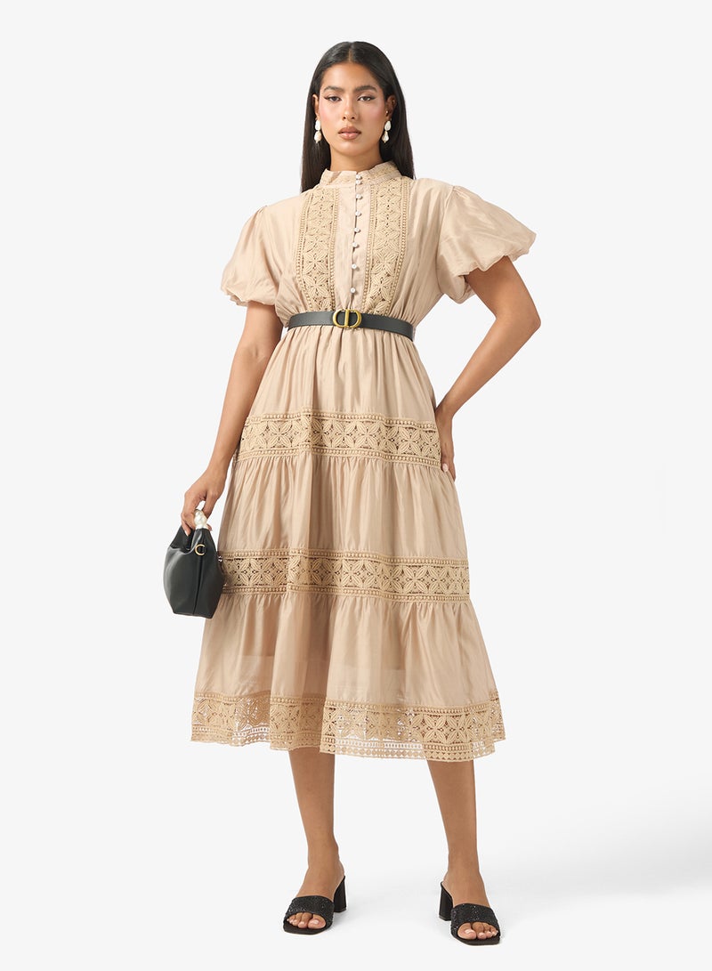 ELLA Puff Sleeve Shirt Dress - Image 4