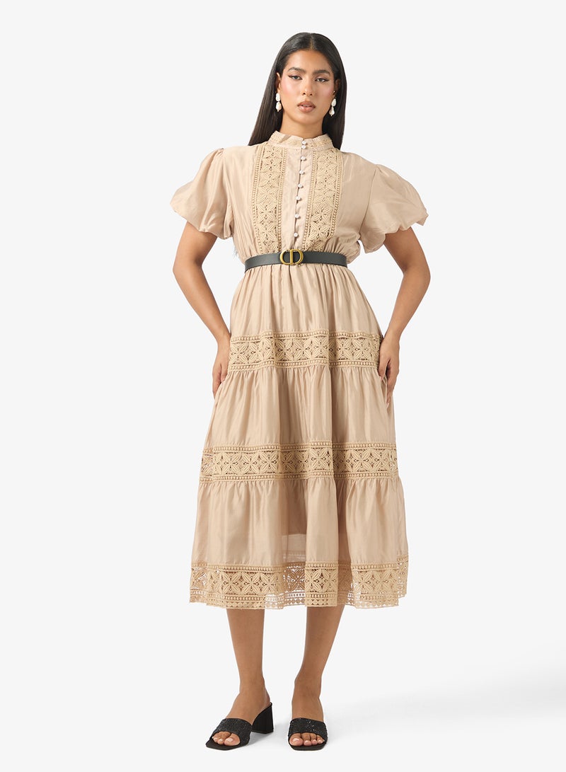 ELLA Puff Sleeve Shirt Dress - Image 1
