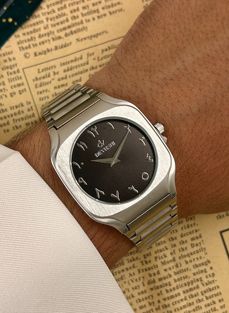 ديفوشي ساعة يد رجالية فاخرة ستانلس ستيل بحروف عربية – وجه كلاسيكي | ديفوشي - Image 1