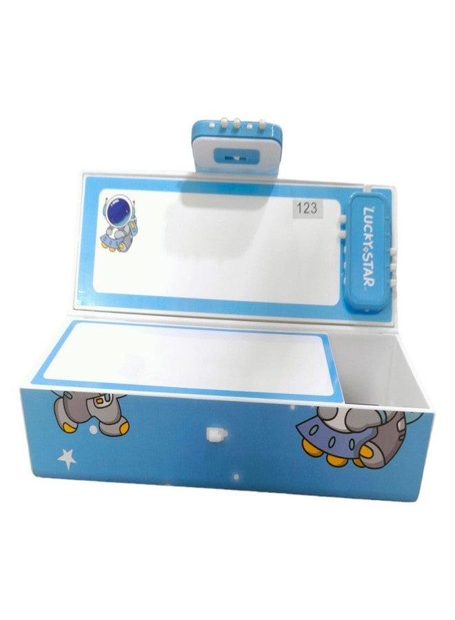 PEACORA Plastic Pencil Box With Code Lock Pen Case Large Capacity Multi-Layer Multi-Function Storage Bag Secret Compartment Pencil Box (Space Astronaut, Blue) - Image 5