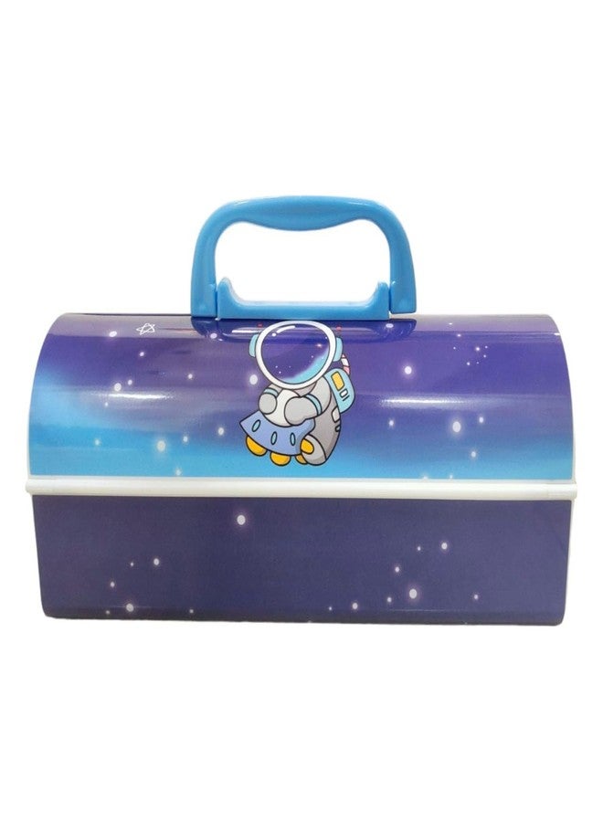 PEACORA Plastic Pencil Box With Code Lock Pen Case Large Capacity Multi-Layer Multi-Function Storage Bag Secret Compartment Pencil Box (Space Astronaut, Blue) - Image 2