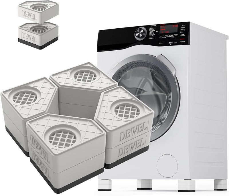 SEISSO 8 Packs Anti Vibration Pads, Pedestal for Washer and Dryer with 1100 lbs Weight Capacity, Double Heighten Washing Machine Foot Pads for Anti Slip & Noise-reducing Protects Laundry Room Floor - Image 1