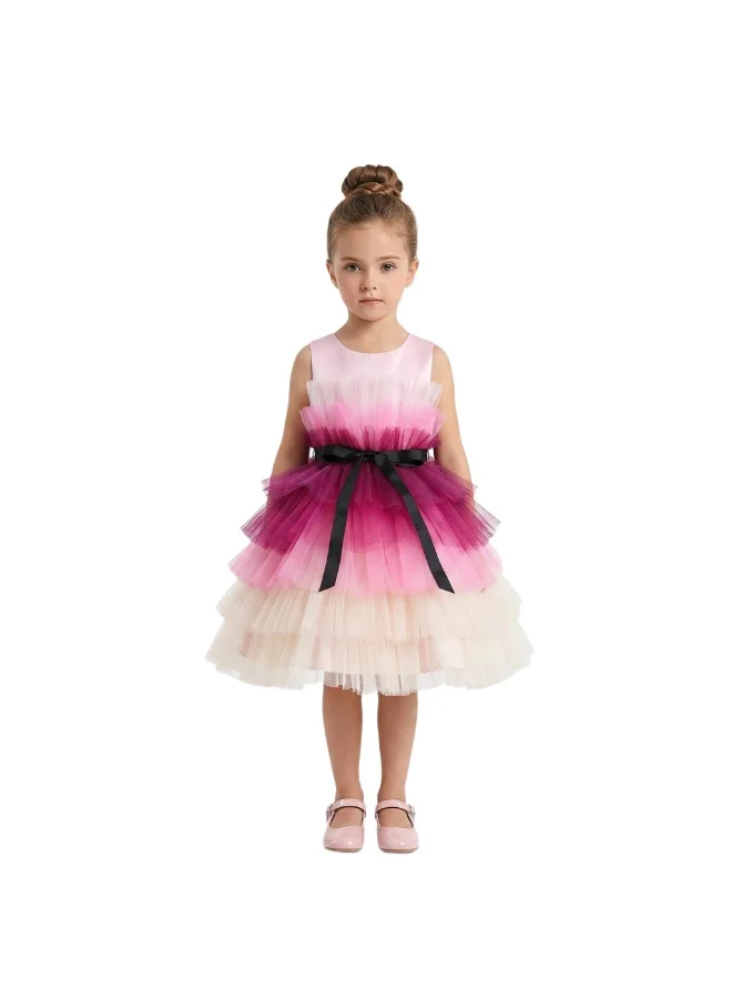 بيداني Tiered Ombre Tulle Flower Girl Dress -  Pink