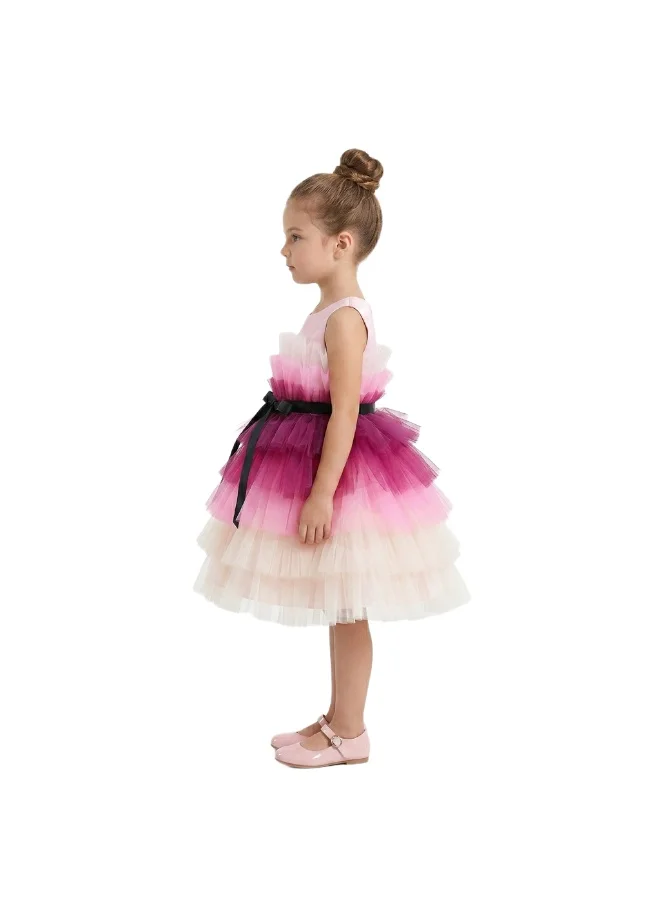 بيداني Tiered Ombre Tulle Flower Girl Dress -  Pink