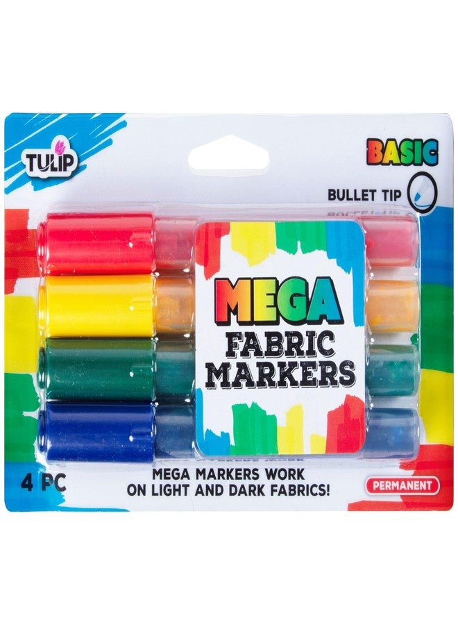 Tulip Mega Fabric Markers 4 Pack, For Light and Dark Fabrics, Bullet Tip - Image 1