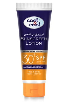 Cool & Cool Cool & Cool Sunscreen Lotion SPF 30+ - Highly Water Resistant, UVA & UVB Filters, Prevents Skin Damage & Reduces Risk of Sun Allergies, Face & Body 100 ML  - Image 1