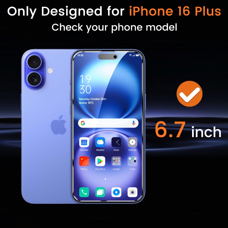 Lesakit 4+4 Pack Privacy Screen Protector for iPhone 16 Plus 6.7-Inch with 4 Pack Camera Lens Protector, Anti Spy Tempered Glass Film 9H Hardness Case Friendly - Image 2