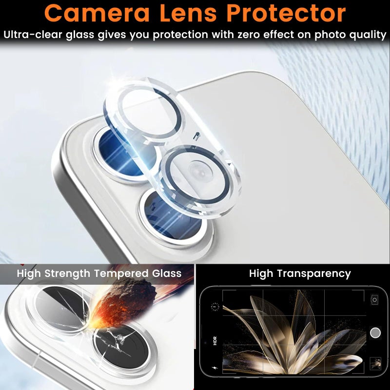 Lesakit 4+4 Pack Privacy Screen Protector for iPhone 16 Plus 6.7-Inch with 4 Pack Camera Lens Protector, Anti Spy Tempered Glass Film 9H Hardness Case Friendly - Image 5