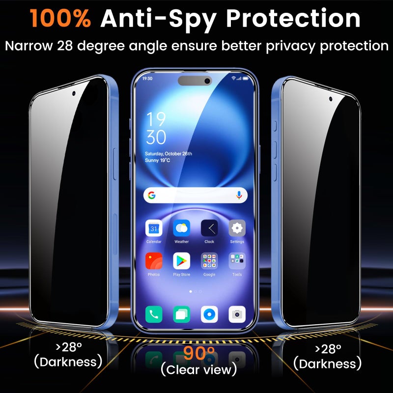 Lesakit 4+4 Pack Privacy Screen Protector for iPhone 16 Plus 6.7-Inch with 4 Pack Camera Lens Protector, Anti Spy Tempered Glass Film 9H Hardness Case Friendly - Image 3