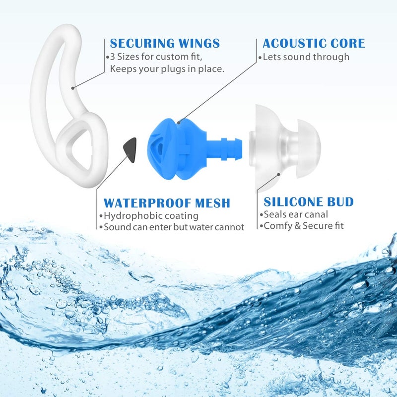 Hearprotek [2 Pairs] Swimmer Ear Plugs,Custom-fit Water Protection Adult Swimming earplugs for Swimmers Water Pool Shower Bathing and Other Water Sports - Image 2