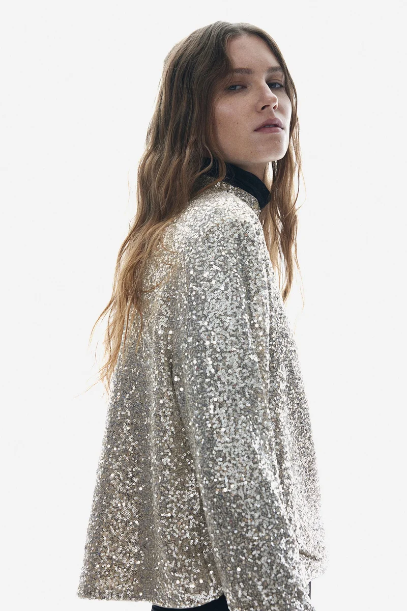اتش اند ام Sequined Turtleneck Top