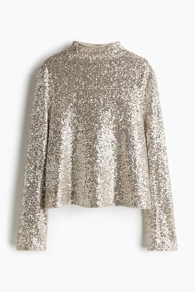 اتش اند ام Sequined Turtleneck Top