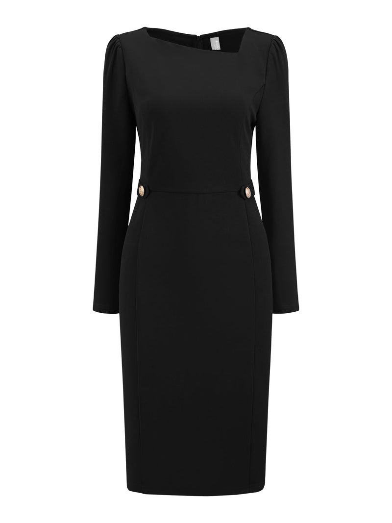 Hobemty Women's Funeral Wear to Work Dress Long Sleeve 2025 Pencil Dress for Women Large Black - Image 1