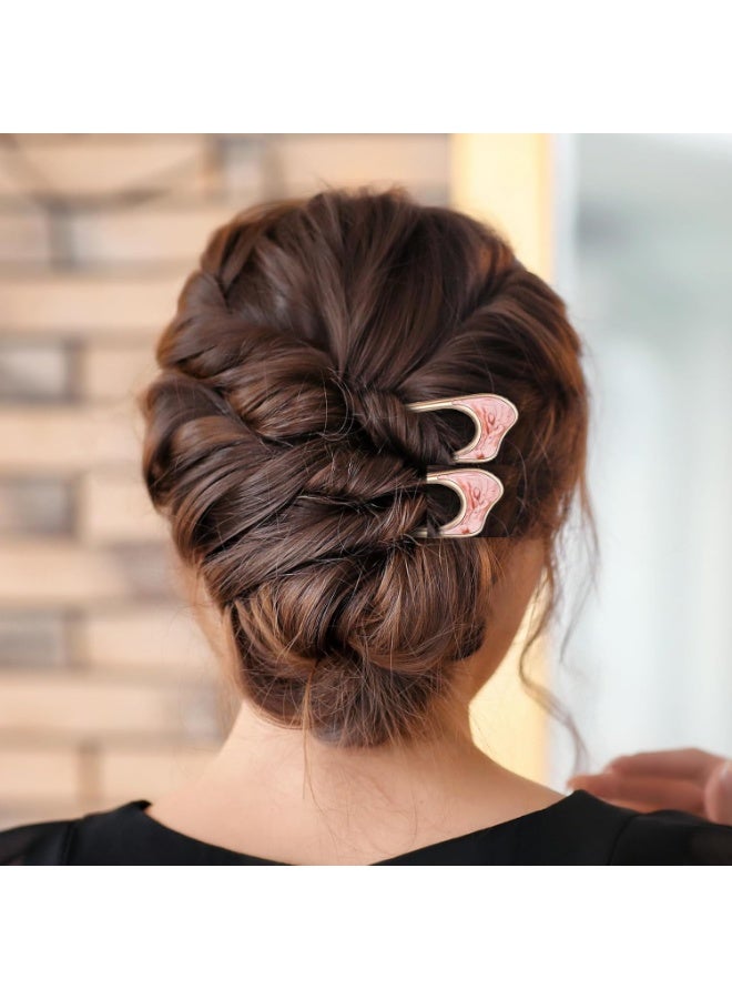 4 قطع من دبابيس الشعر الفرنسية المعدنية للنساء - دبابيس فرنسية للشعر الكثيف، دبوس شعر معدني لجميع أنواع الشعر، عصي شعر للكعكات، شوكة شعر - Image 4