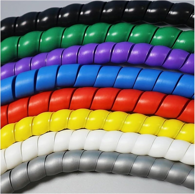 Cord wrap, Cable Tidy Sleeve Spiral Wrap 2 Meter Wire Protective Tube 8mm 10mm 12mm 14mm 16mm Flame Retardant Pipe Sleeving(Green,10mm inside diameter) - Image 3