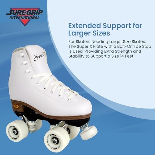 Sure-Grip White Fame Roller Skates for Women - Made of Nylon & Aluminum - 57mm Polyurethane Indoor Wheels for Skating - Super X Trucks Extended Support for Larger Sizes - Suitable for Beginners - Image 2