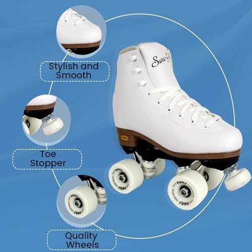 Sure-Grip White Fame Roller Skates for Women - Made of Nylon & Aluminum - 57mm Polyurethane Indoor Wheels for Skating - Super X Trucks Extended Support for Larger Sizes - Suitable for Beginners - Image 4