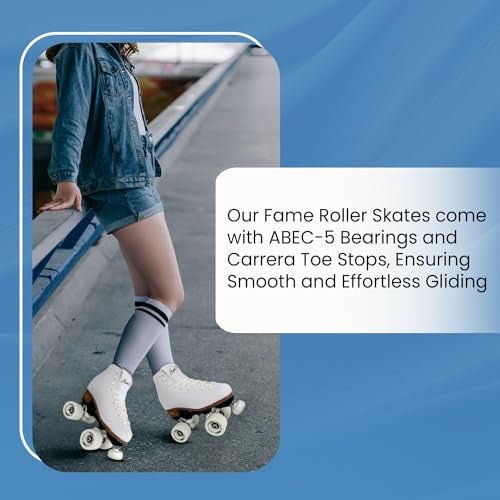 Sure-Grip White Fame Roller Skates for Women - Made of Nylon & Aluminum - 57mm Polyurethane Indoor Wheels for Skating - Super X Trucks Extended Support for Larger Sizes - Suitable for Beginners - Image 3