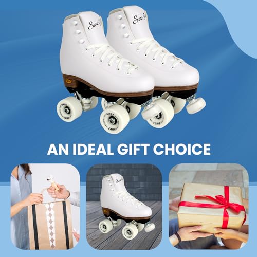Sure-Grip White Fame Roller Skates for Women - Made of Nylon & Aluminum - 57mm Polyurethane Indoor Wheels for Skating - Super X Trucks Extended Support for Larger Sizes - Suitable for Beginners - Image 5