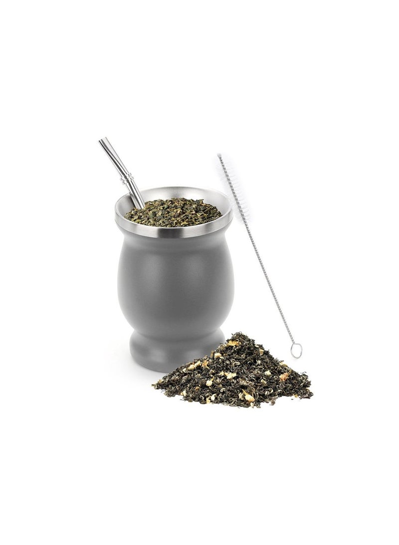 Y&D Yerba Mate Tea Cup, Stainless Steel Double Walled Easy Wash Household Insulation Gourds for Loose Leaf Drinking with Bombilla Straw, 230 Ml