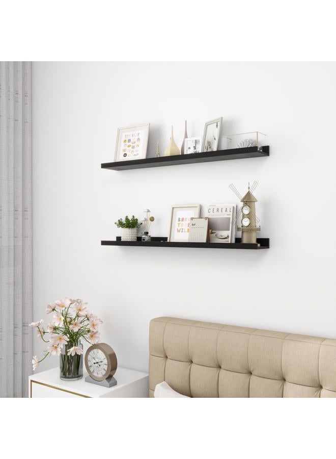 Acovy Picture Ledge Shelf, MDF Wood Floating Shelves Set of 2, Picture Ledge Photo Ledge Wall Mounted for Living Room Kids' Room Bedroom, Color Black (Black, 36") - Image 5