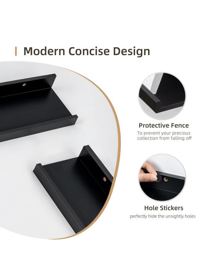 Acovy Picture Ledge Shelf, MDF Wood Floating Shelves Set of 2, Picture Ledge Photo Ledge Wall Mounted for Living Room Kids' Room Bedroom, Color Black (Black, 36") - Image 2
