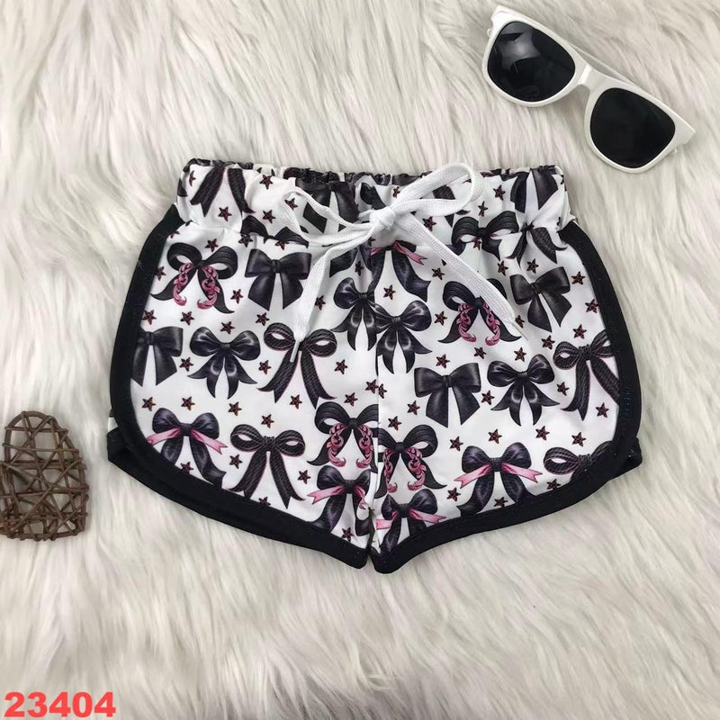 New Pink Green Plaid Bow Print Summer Cute Milk Silk Sports Shorts - Image 3