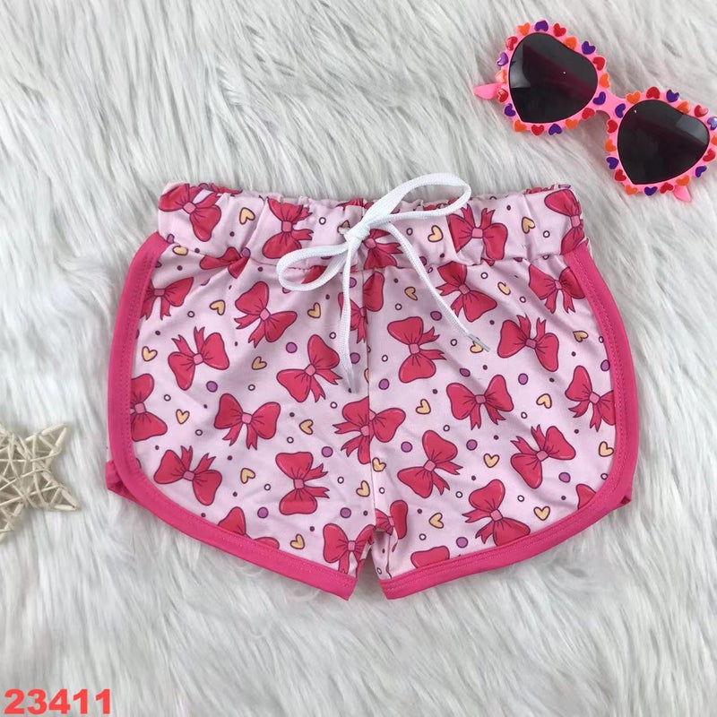 New Pink Green Plaid Bow Print Summer Cute Milk Silk Sports Shorts - Image 4