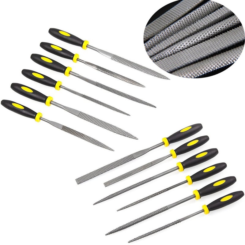 ADVcer Wood Rasp File Kit - 12 Assorted Small Metal Needle Files Set with Bristle Brush and Hand Strap Carrying Case (Rasps included 2 Sizes of Flat, Pointed Flat, Round, Half Round, Square, Triangle) - Image 2