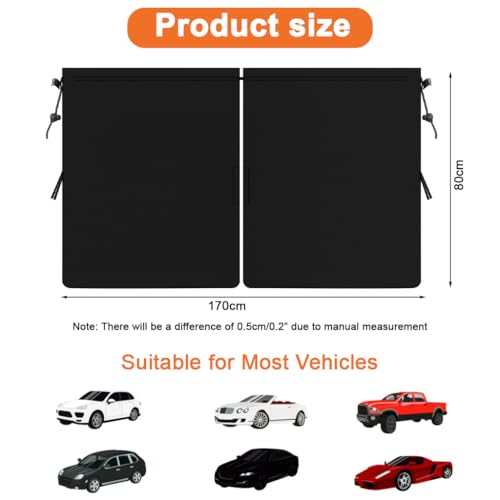 STHIRA® Car Blackout Curtain & Divider Curtain, 2Pcs Car Window Curtains, Partition PrivacyCurtain with Tension Cords, Upholstery Protection, Universal Blackout for SUV, Van, 140x80cm - Image 2