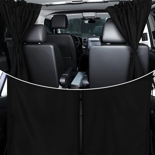 STHIRA® Car Blackout Curtain & Divider Curtain, 2Pcs Car Window Curtains, Partition PrivacyCurtain with Tension Cords, Upholstery Protection, Universal Blackout for SUV, Van, 140x80cm - Image 3