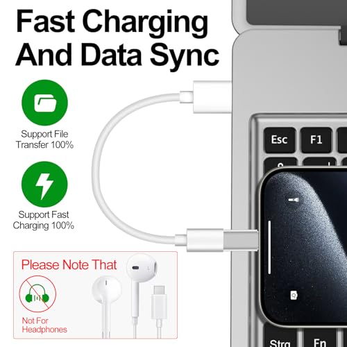 xiwxi 𝟒𝐏𝐚𝐜𝐤 𝐔𝐩𝐠𝐫𝐚𝐝𝐞𝐝 Lightning to USB C Adapter for iPhone 17/16/15 Series,iPad Pro,Charging & Data Sync ONLY,Type C Charger Connector,for iPhone 17/16 Charger,17/16 Accessroies,Not for Audio - Image 4