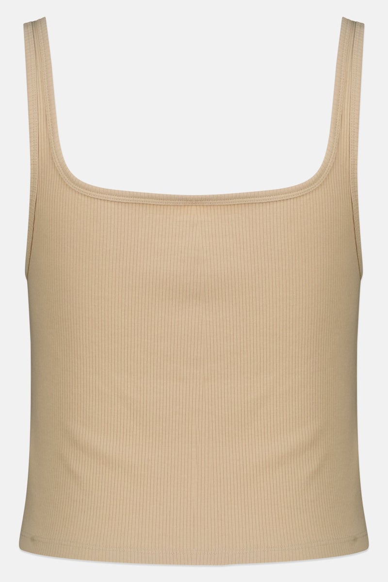 Aeropostale بلوزة نسائية بدون أكمام بتصميم مربع العنق، كريمي - Image 3