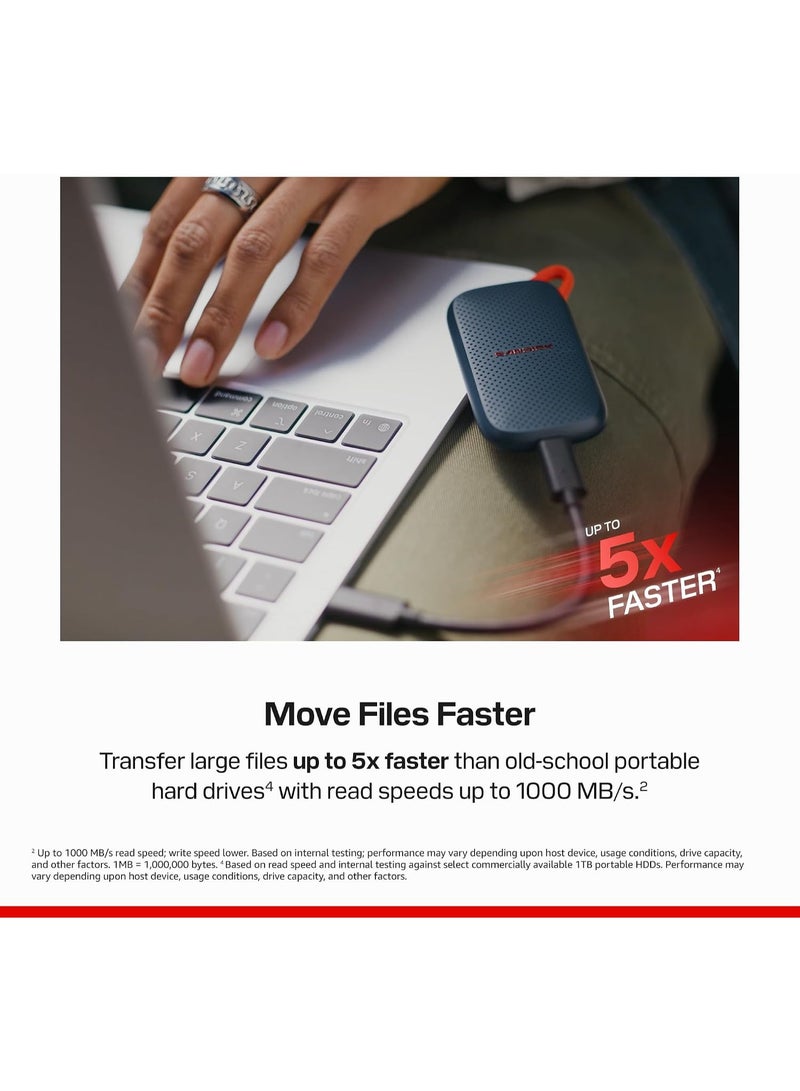 sandisk 2TB Portable SSD Drive, Up to 1000MB/s Read Speed, USB-C, USB 3.2 Gen 2, PC & Mac Compatible Solid State Drive, SDSSDE31-2T00-G25 2 TB - Image 3