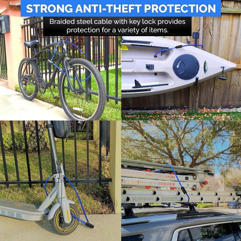 DocksLocks Weatherproof Security Cable Lock with Keys (5ft to 25ft Lengths) Anti-Theft for Kayak, Bike, Paddleboard, Scooter, Equipment, Bicycle - Image 2
