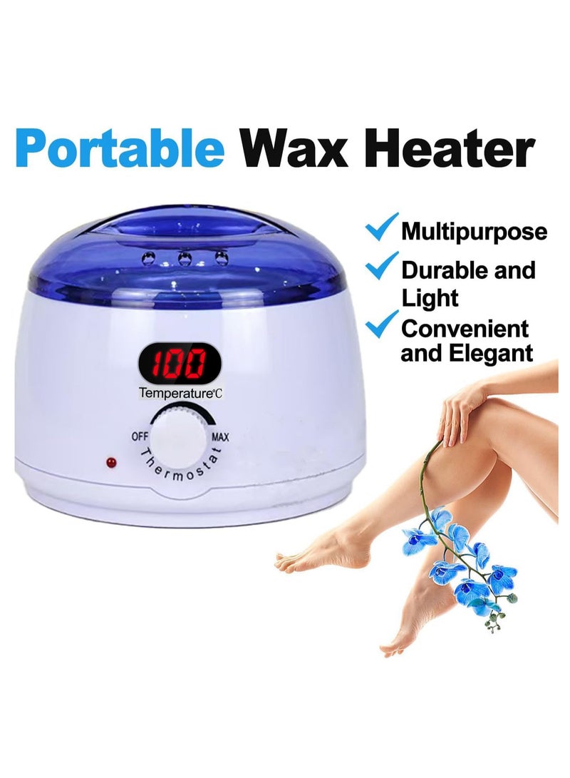 مجموعة أدوات الشمع الرقمية للنساء، مجموعة أدوات الشمع للشمع البرازيلي، سخان وعاء الشمع مع حبوب الشمع، جهاز تسخين الشمع لإزالة الشعر الحساس، جهاز تسخين الشمع سهل الاستخدام (أبيض) - Image 2