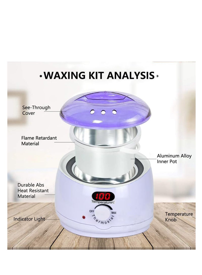 مجموعة أدوات الشمع الرقمية للنساء، مجموعة أدوات الشمع للشمع البرازيلي، سخان وعاء الشمع مع حبوب الشمع، جهاز تسخين الشمع لإزالة الشعر الحساس، جهاز تسخين الشمع سهل الاستخدام (أبيض) - Image 3