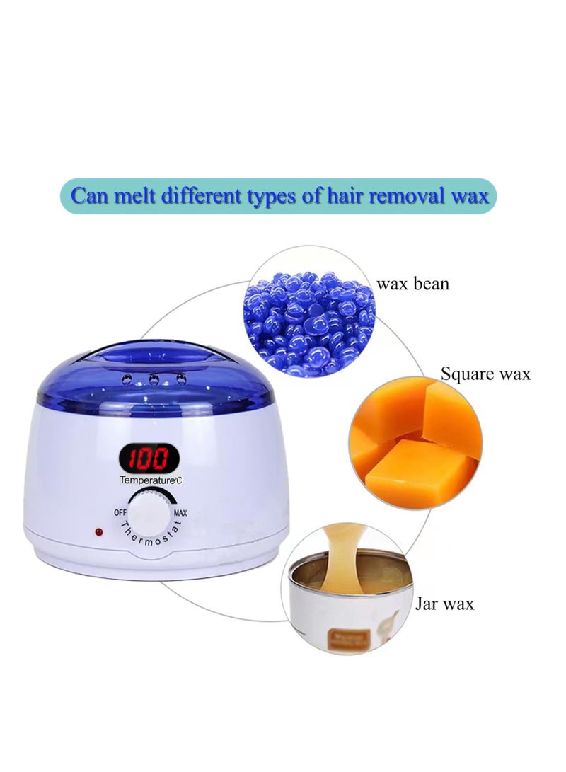 مجموعة أدوات الشمع الرقمية للنساء، مجموعة أدوات الشمع للشمع البرازيلي، سخان وعاء الشمع مع حبوب الشمع، جهاز تسخين الشمع لإزالة الشعر الحساس، جهاز تسخين الشمع سهل الاستخدام (أبيض) - Image 5